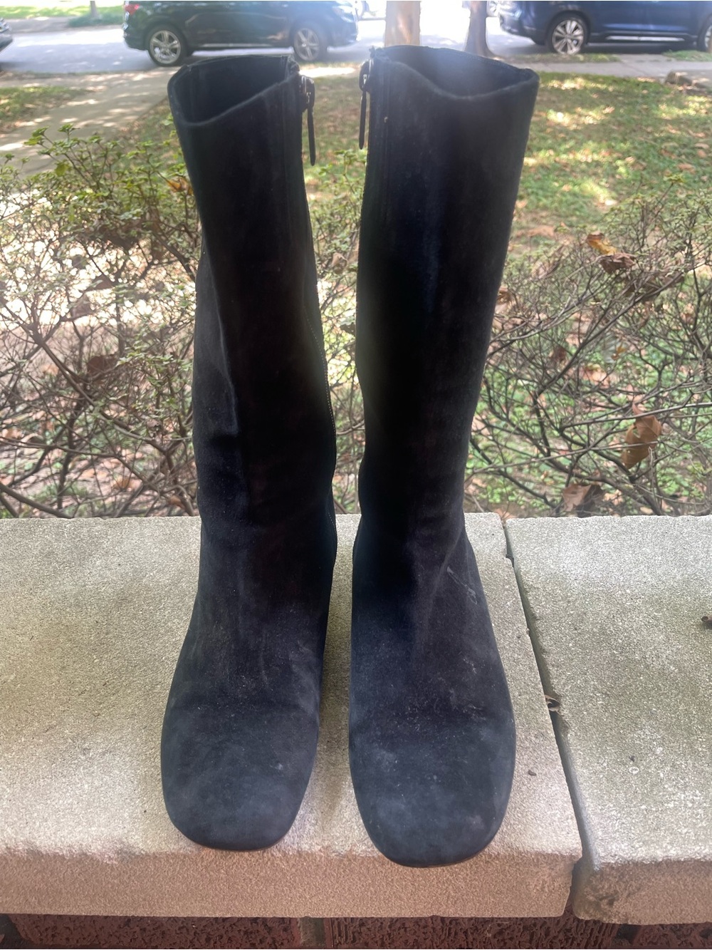 Taryn Rose Black Suede Mid-Calf Zip Boots 39 or 81/2
